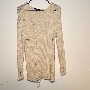 Forever 21 off-white tattered sweater size M